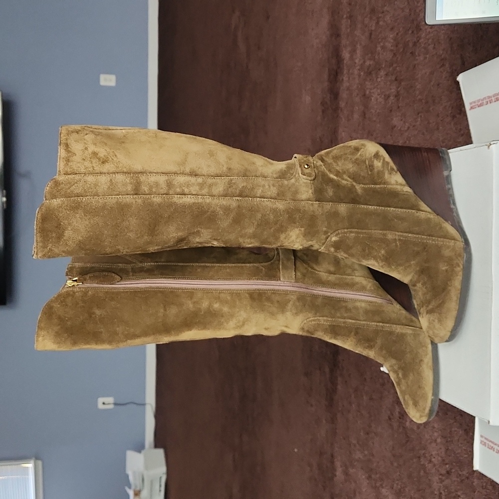 Franco Sarto Olive Green Suede Wedge Boots